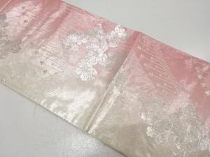 花模様織り出し　リバーシブル全通袋帯
